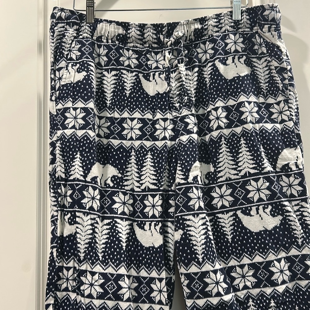Old Navy drawstring elastic waistband Polar Bear Flannel Pajama Pants pockets XL